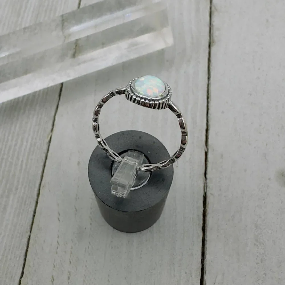 Lab Opal Sterling Silver Ring